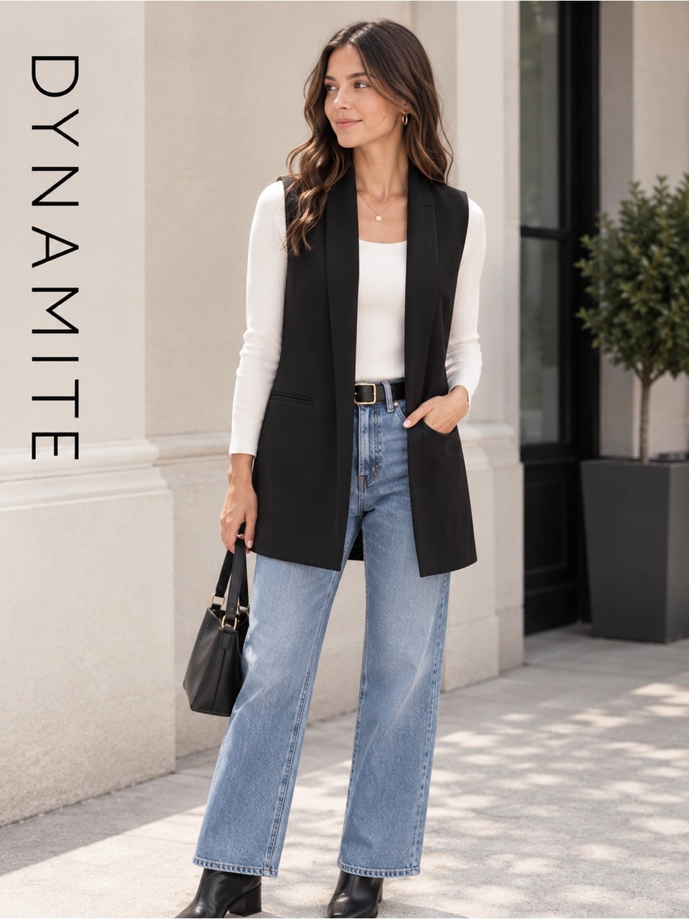 ⚫️ DYNAMITE Black Sleeveless Open-Front Vest